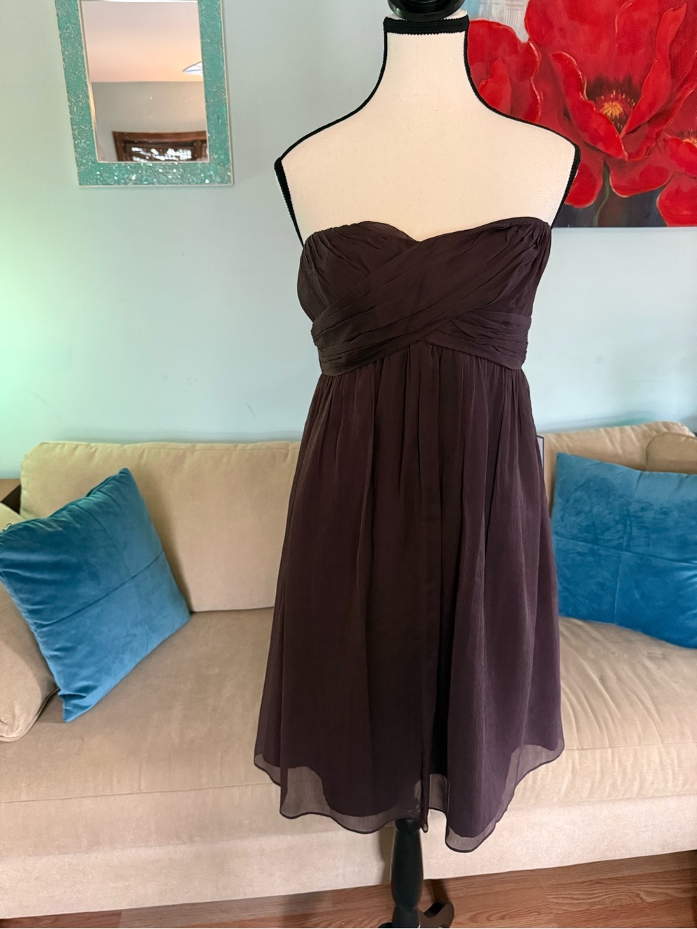 New J. CREW Womens Strapless Tube Dress US 10 L Large Eggplant 100% Silk plum